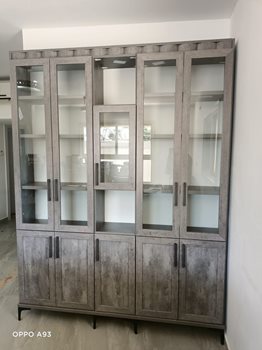 ספריית קודש יוקרתית – עץ סנדוויץ' עם קרניז דקורטיבי | דגם בטהובן 5 דלתות  WWW.G-H.CO.IL