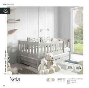 מיטת ילדים עם מיטת חבר מעץ מלא | דגם נלה WWW.G-H.CO.IL