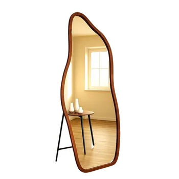 מראה אמורפית עם רגל | מסגרת עץ מלא