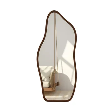 מראה אמורפית | מסגרת עץ מלא | גוון כהה