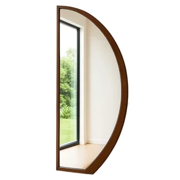 מראה חצי עיגול | עץ מלא | גוון טבעי כהה. G-H.CO.IL