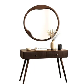 מראה עגולה אמורפית | דגם עץ מלא