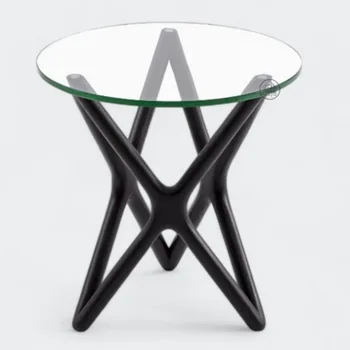 שולחן צד זכוכית עגול  | דגם מילאן