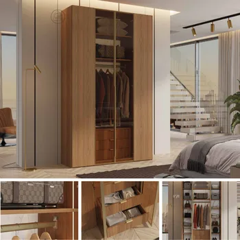 ארון פתיחה | דלתות עץ בשילוב זכוכית -  דגם G3