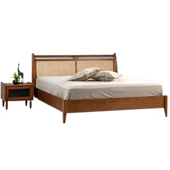 מיטה זוגית ראטן מעץ אלון | דגם טוסקנה