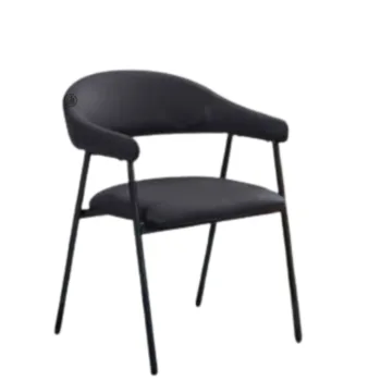 כיסא מרופד ד.עור שחור - רגל שחורה WWW.G-H.CO.IL