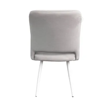 כיסא מרופד | אפור עם רגל מתכת לבנה | דגם פוזה  WWW.G-H.CO.IL