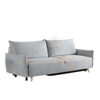 צבע: אפור בהיר - ספה נפתחת למיטה זוגית 190 ס"מ | ספת אירוח לסלון | דגם רויאל