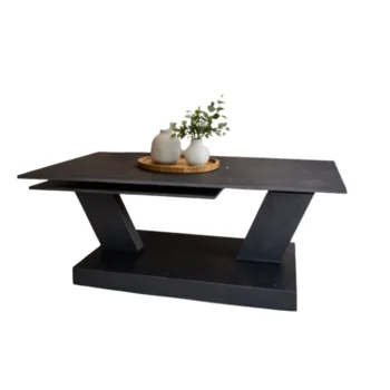 שולחן סלון 917 -  גוף שחור אבן שחורה WWW.G-H.CO.IL