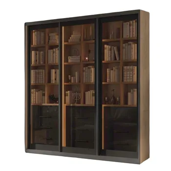 ספריה שקופה עם דלתות הזזה ומגירות | דגם סול 