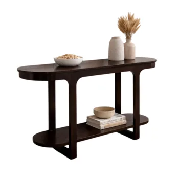 קונסולה עם מדף תחתון | דגם עץ אגוז