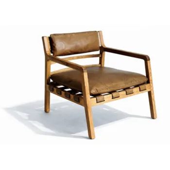 כורסה מעוצבת מעץ ועור | דגם רם -AB